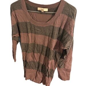 LOFT Brown and Pink Knit Top